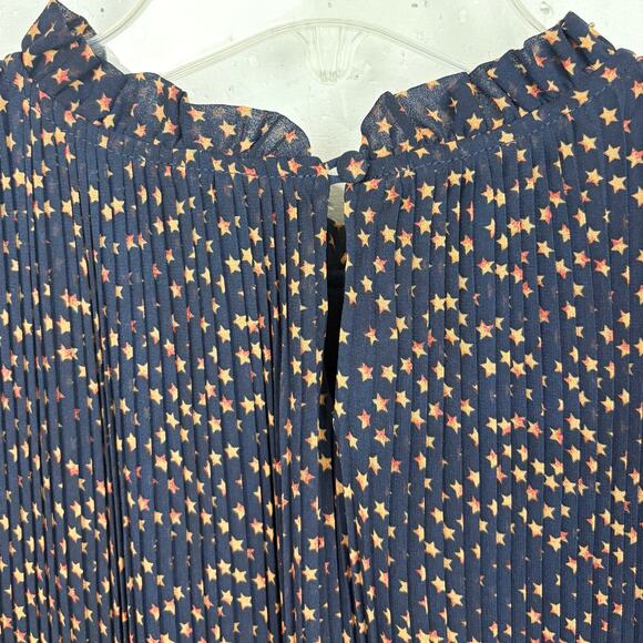 Anthropologie Seen Worn Kept Vega Pleated Star Print Illusion Sleeve Size 6 - Picture 13 of 16